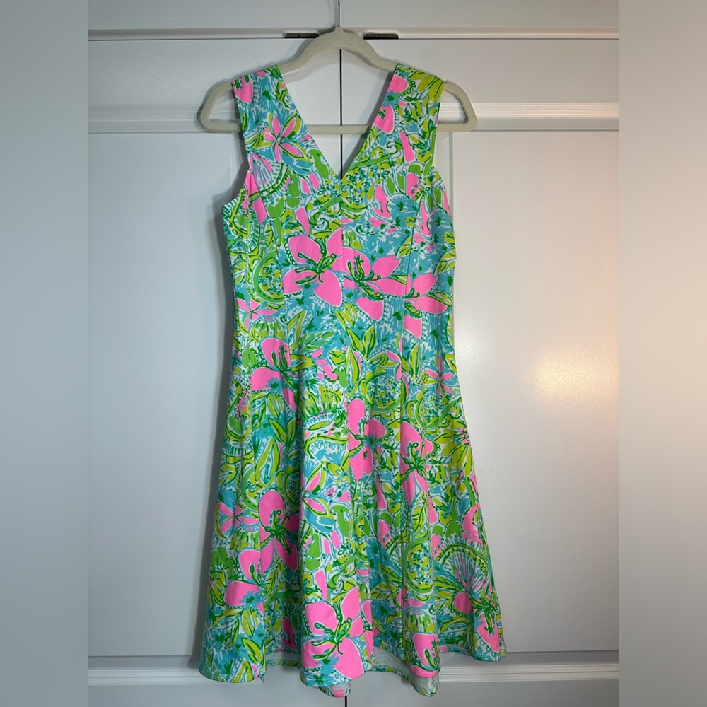 Lilly Pulitzer Green and Pink A-Line Sundress - Picture 3 of 3